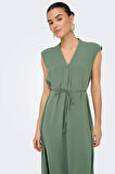 JDY Kadın Jdydıvya Belden Bağlamalı Midi Elbise 15350728 Yeşil