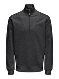 Only & Sons Erkek Yarım Fermuarlı Regular Fit Siyah Sweatshirt - 22034629