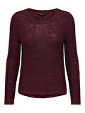 Only Kadın Yuvarlak Yaka Regular Fit Bordo Örgü Kazak - 15113356