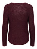 Only Kadın Yuvarlak Yaka Regular Fit Bordo Örgü Kazak - 15113356