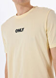 Only & Sons O Yaka Baskılı Açık Sarı Erkek T-Shirt ONSPALM LOGO REG SS TEE CS