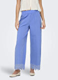 Only Orta Bel Normal Mavi Kadın Pantolon ONLPAULA TULUM EMB PULL-UP PANT WVN