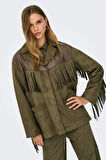 Only Kadın Onlfrange Püskül Detaylı Nubuk Ceket Mont 15351944 Haki