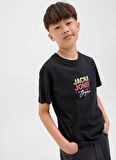 Jack & Jones Baskılı Siyah Erkek Çocuk T-Shirt 12281852