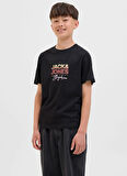 Jack & Jones Baskılı Siyah Erkek Çocuk T-Shirt 12281852