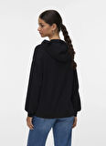 Vero Moda Kapüşon Yaka Düz Siyah Kadın Sweatshırt VMHALI LS HOODIE JRS GA BOO