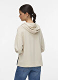 Vero Moda Kapüşon Yaka Düz Krem Kadın Sweatshırt VMHALI LS HOODIE JRS GA BOO