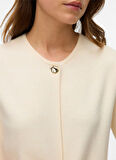 Vero Moda Bisiklet Yaka Normal Krem Kazak Kadın VMGOLD SS O-NECK ONE BUTTON CARDIGA