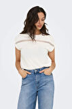 Only Kadın Onlfree Dantel Detaylı Kısa Kollu T-Shirt 15350108 Ekru