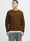 Jack & Jones Bisiklet Yaka Normal Kahve Erkek Kazak 12258407_JJECOOPER KNIT CREW NECK N