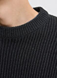 Jack & Jones Bisiklet Yaka Normal Siyah Erkek Kazak 12278816_JJEDOVER KNIT CREW NECK SN
