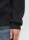 Jack & Jones Bisiklet Yaka Normal Siyah Erkek Kazak 12278816_JJEDOVER KNIT CREW NECK SN