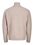 Jack & Jones Erkek Yarım Fermuarlı Dik Yaka Bej Örme Kazak - 12278937