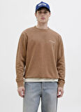 Jack & Jones Bisiklet Yaka Kahve Erkek Sweatshırt 12279531_JJEDOVER PRINT SWEAT CREW