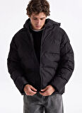 Jack & Jones Siyah Erkek Mont 12278749_JJESOHO PUFFER HOOD SN