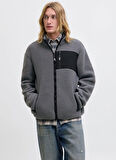 Jack & Jones Gri Erkek Mont 12279290_JJTHATCHER FLEECE JACKET