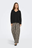 Only Kadın Onlamalıo Oversize V Yaka Örme Kazak 15340735 Siyah