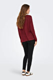 Only Kadın Onlamalıo Oversize V Yaka Örme Kazak 15340735 Bordo