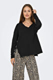 Only Kadın Onlamalıo Oversize V Yaka Örme Kazak 15340735 Siyah