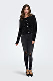 Only Kadın Onlpetra İnci Düğmeli Bisiklet Yaka Örgü Hırka 15350655 Siyah