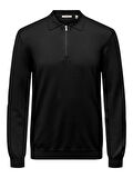 ONSWYLER LIFE REG 14 HALF ZIP POLO KNIT Erkek Black Kazak - 22034225