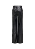 Only Yüksek Bel Normal Siyah Kadın Pantolon ONLJUICY-LANA HW WIDE FAUX LE PANT
