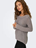 Only Kadın Yuvarlak Yaka Regular Fit Gri Örgü Kazak - 15113356