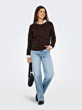 ONLRICA LIFE L/S PULLOVER KNT NOOS Kadın Kahverengi Kazak - 15204279