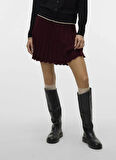 Vero Moda Normal Bel Bordo Kadın Kısa Etek VMMARINA NW SKATERSKIRT BOO