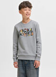 Jack & Jones Baskılı Erkek Çocuk Gri Sweatshırt 12279606