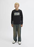Jack & Jones Baskılı Erkek Çocuk Siyah Sweatshırt 12279606