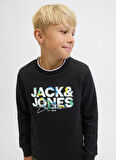 Jack & Jones Baskılı Erkek Çocuk Siyah Sweatshırt 12279606