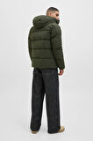 Jack & Jones Erkek Jjglobal Kapüşonlu Şişme Mont 12283517 Koyu Yeşil