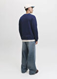 Jack & Jones Bisiklet Yaka Mavi Erkek Sweatshırt 12282893_JORNORREBRO EMB SWEAT CREW