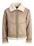 Jack & Jones JORLIVERPOOL Aviator Jacket – Kürklü Yaka Süet Görünümlü Kışlık Erkek Mont SN Koleksiyonu 