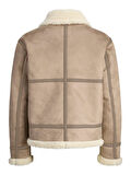 Jack & Jones JORLIVERPOOL Aviator Jacket – Kürklü Yaka Süet Görünümlü Kışlık Erkek Mont SN Koleksiyonu 