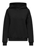 Only Kadın Kapüşonlu Basic Siyah Sweatshirt - 15355809