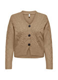 Only Açık Kahve Kadın Hırka ONLRIO LIFE LS CABLE CARDIGAN KNT