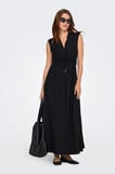 Only Kadın Onlgoa Kruvaze Yaka Beli Lastikli Keten Maxi Elbise 15363694 Siyah