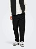 Only & Sons Normal Bel Rahat Siyah Erkek Chino Pantolon ONSCOIL TAPERED 0298 STRING PANT FR