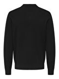 ONSPHIL REG 12 STRUC SPLIT NECK KNIT Erkek Black Kazak - 22035120