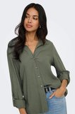 Only Onlgoa Keten Karışımlı Relaxed Fit Klasik Yaka Gömlek Bayan GÖMLEK 15363991 HAKİ