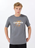 Jack & Jones Bisiklet Yaka Füme Erkek T-Shirt 12288515_JORSPLASH TEE SS CREW NECK