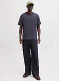 Jack & Jones Lacivert Erkek Rahat Çizgili T-Shirt 12288015 JJEDOVER STRIPED TEE CNECK