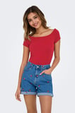 Only Onlluca Regular Fit Madonna Yaka T Shirt Bayan T SHİRT 15369909 KIRMIZI
