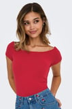 Only Onlluca Regular Fit Madonna Yaka T Shirt Bayan T SHİRT 15369909 KIRMIZI