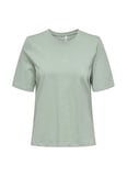 Only O Yaka Desenli Yeşil Kadın T-Shirt ONLMOODY LIFE S/S WORD TOP BOX JRS