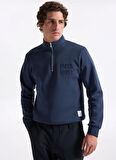 Jack & Jones Dik Yaka Lacivert Erkek Sweatshırt 12299799 JORNEWOVE SWEAT SMU