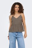 Only Onlnele Regular Fit V Yaka Bağlama Detaylı İnce Askılı Bluz Bayan BLUZ 15370325 VİZON
