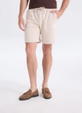 Jack & Jones Bej Erkek Fit Logo Baskılı Sweat Şort 12300731 JPSTKARLNEWPLUSHSWEATSHORT